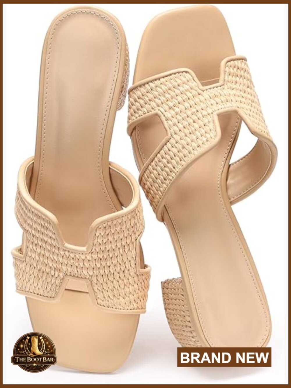 Chunky Block Heel Mule Sandals Square Open Toe Slip On Casual Summer